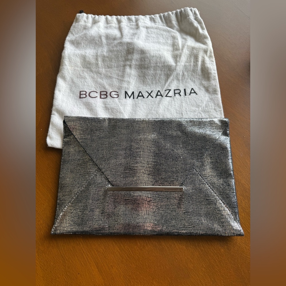 BCBG MAXAZRIA Leather Clutch w/ Reptile Pattern